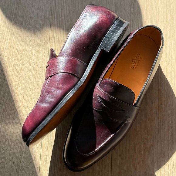 John Lobb Men\'s Fencote Loafer, Burgundy/Plum, Size 7 main image 4